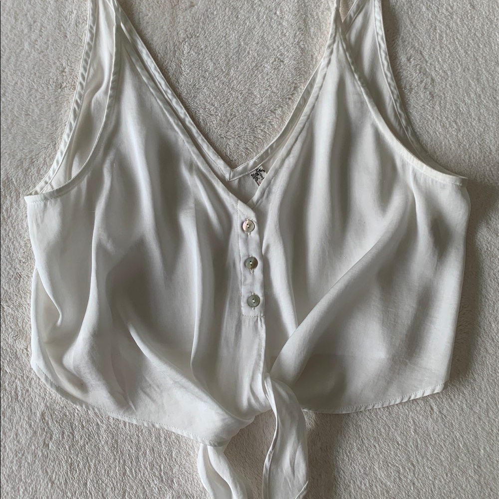 Free People Satin Tie Front Crop Top